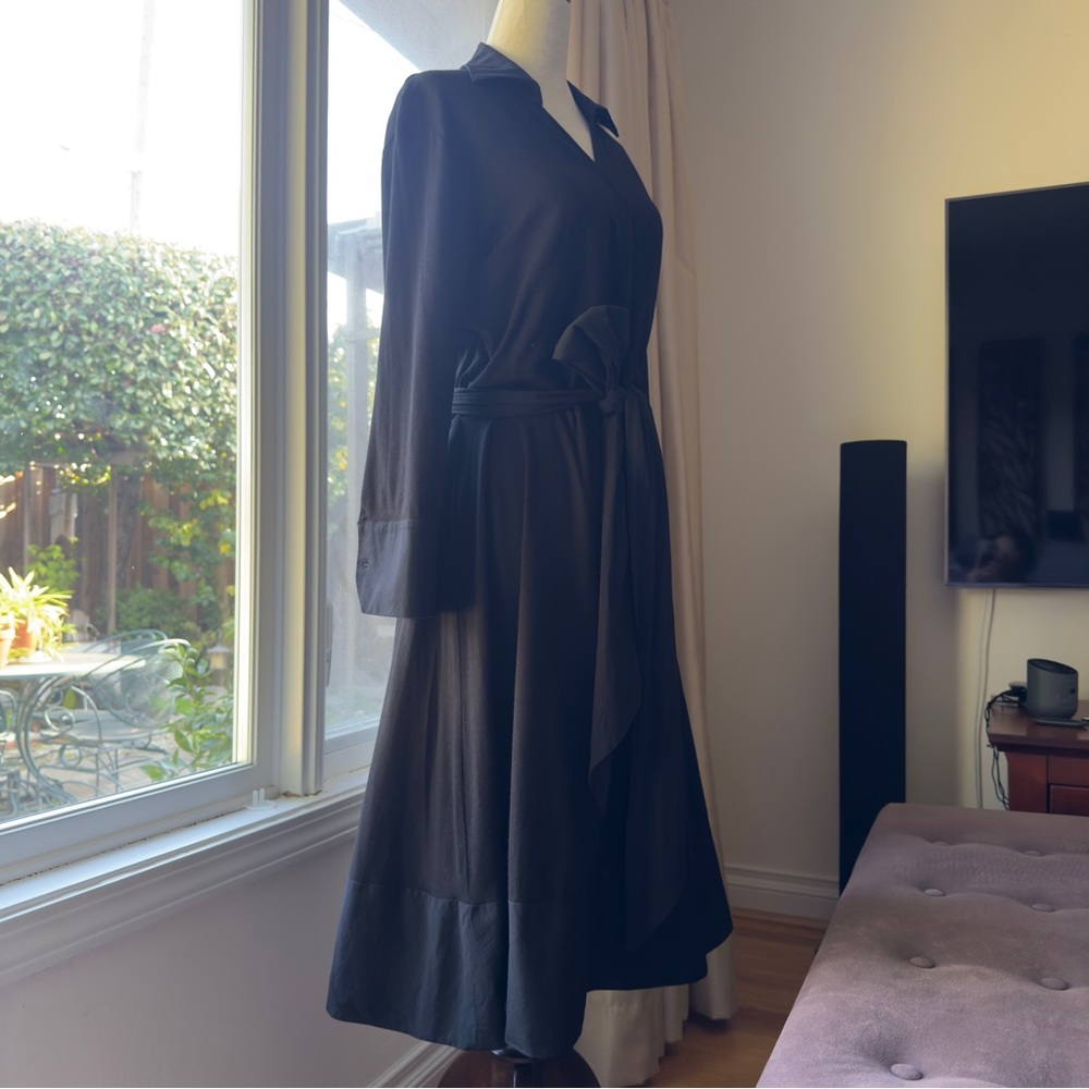 ME+EM Black Maxi Wrap Shirt Dress - Picture 4 of 14